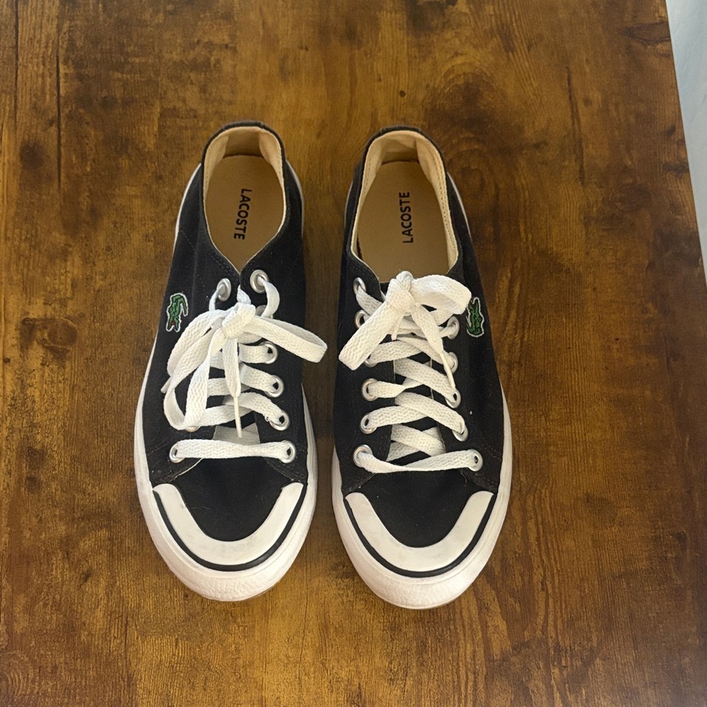Lacoste Black and White Canvas Shoes